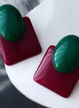 RTZHANG 高级感法式复古撞色耳环女小众设计感港风气质独特耳饰品