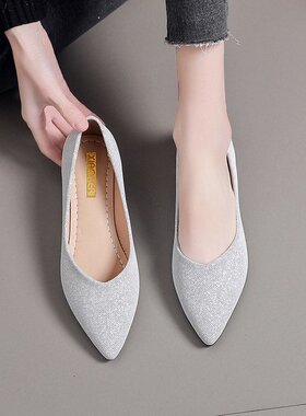 鞋子女2023年新款春季百搭晚晚风温柔鞋平底尖头浅口一脚蹬鞋女单