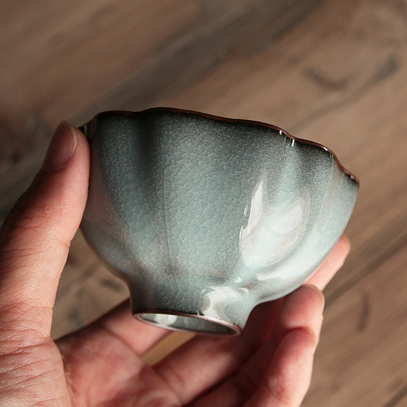 龙泉青瓷王文纯手工主人杯单杯仿官窑功夫茶杯陶瓷普洱茶盏品茗杯