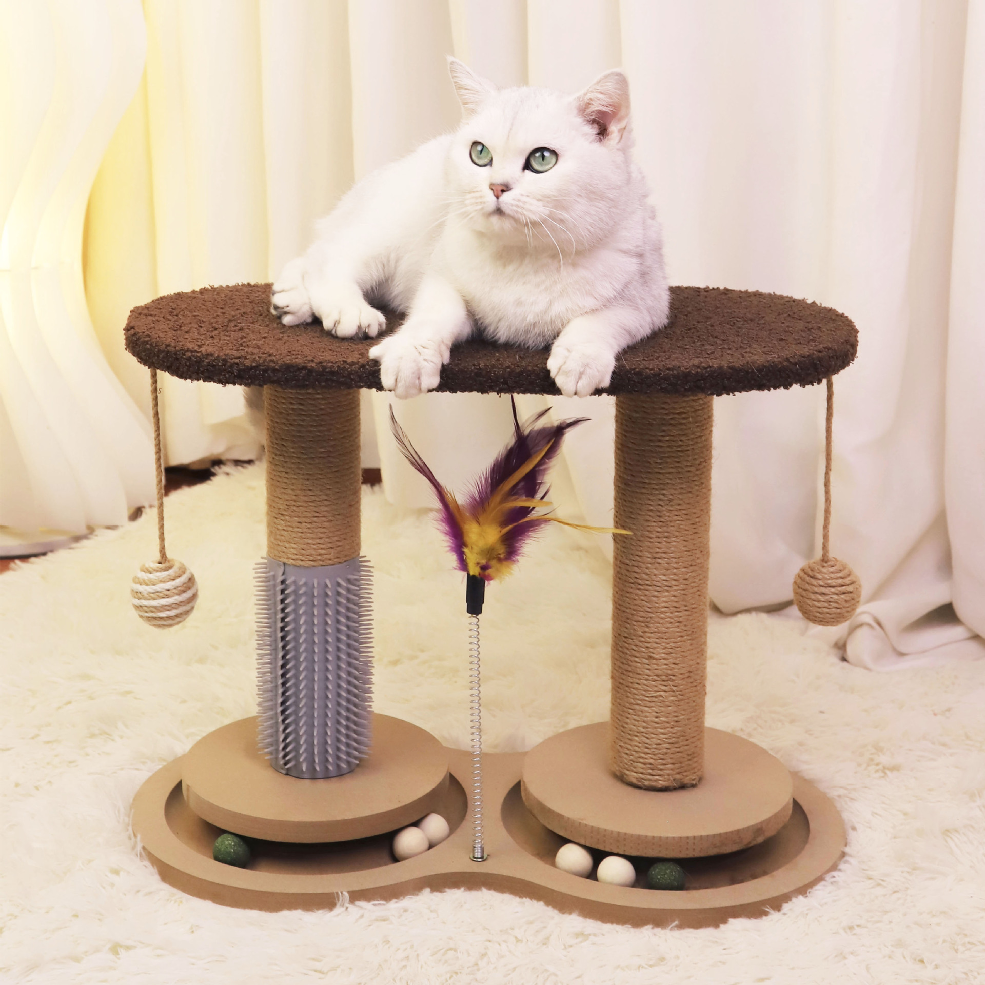 实木磨爪猫爬架转盘猫玩具猫爪板猫抓柱猫抓板不掉屑猫跳台蹭痒器