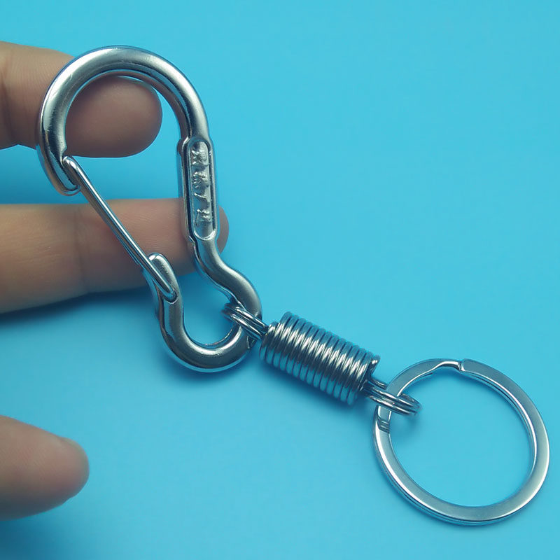合金不锈钢金属弹簧钥匙扣 耐拉耐用男士腰挂保险钥匙链