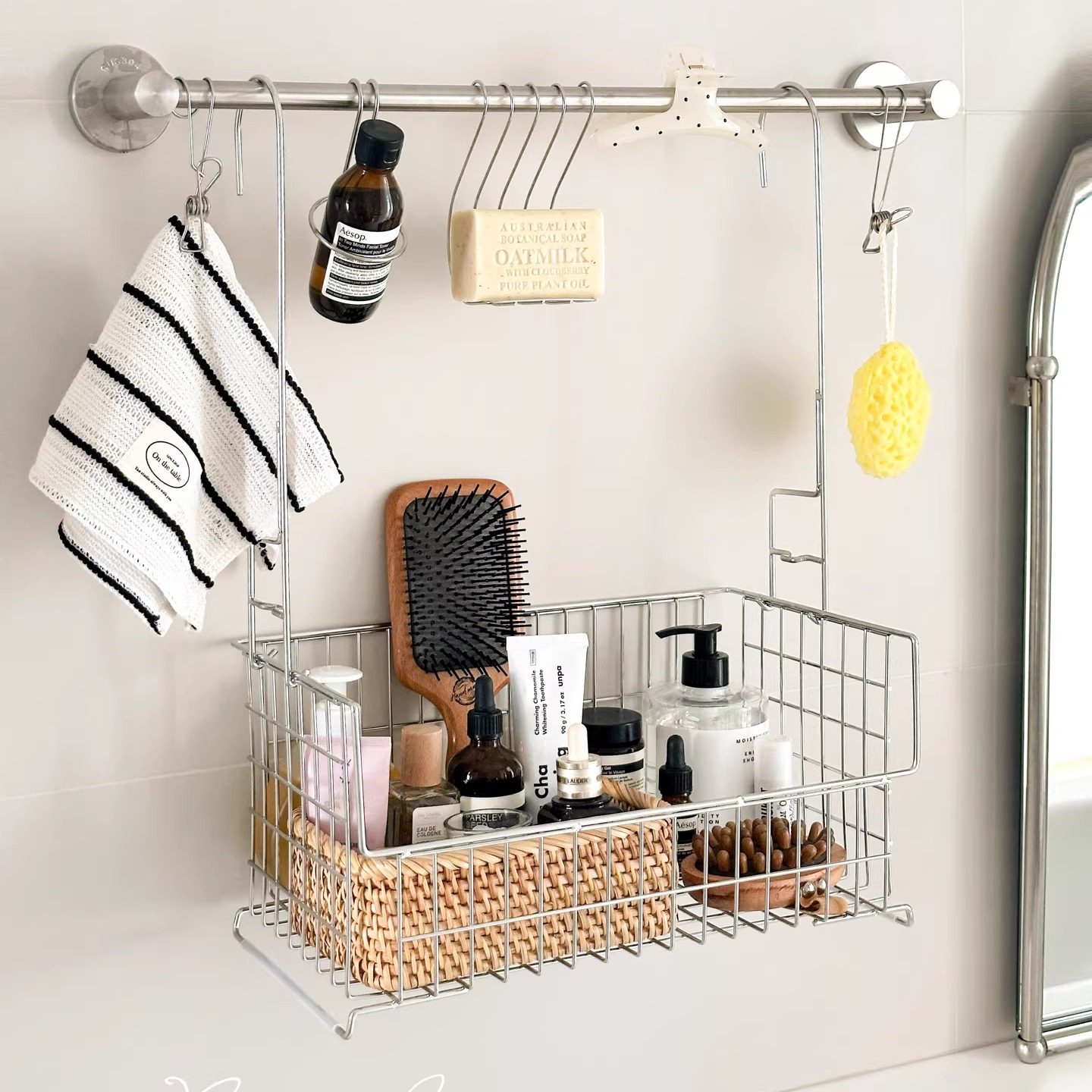 ins不锈钢置物架浴室厨房壁挂收纳沥水篮护肤品洗漱用品整理挂架,收纳整理,收纳筐,淘宝优惠券,粉丝福利购,淘宝优惠卷
