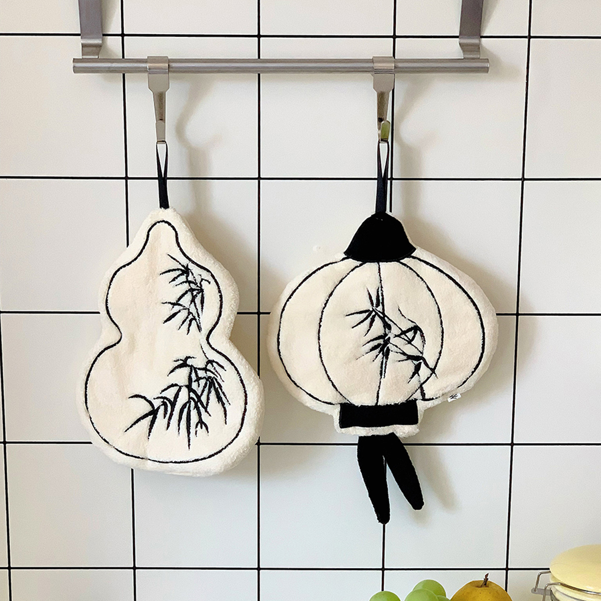 新中式擦手巾厨房浴室灯笼葫芦可挂式小毛巾简约吸水柔软擦手帕