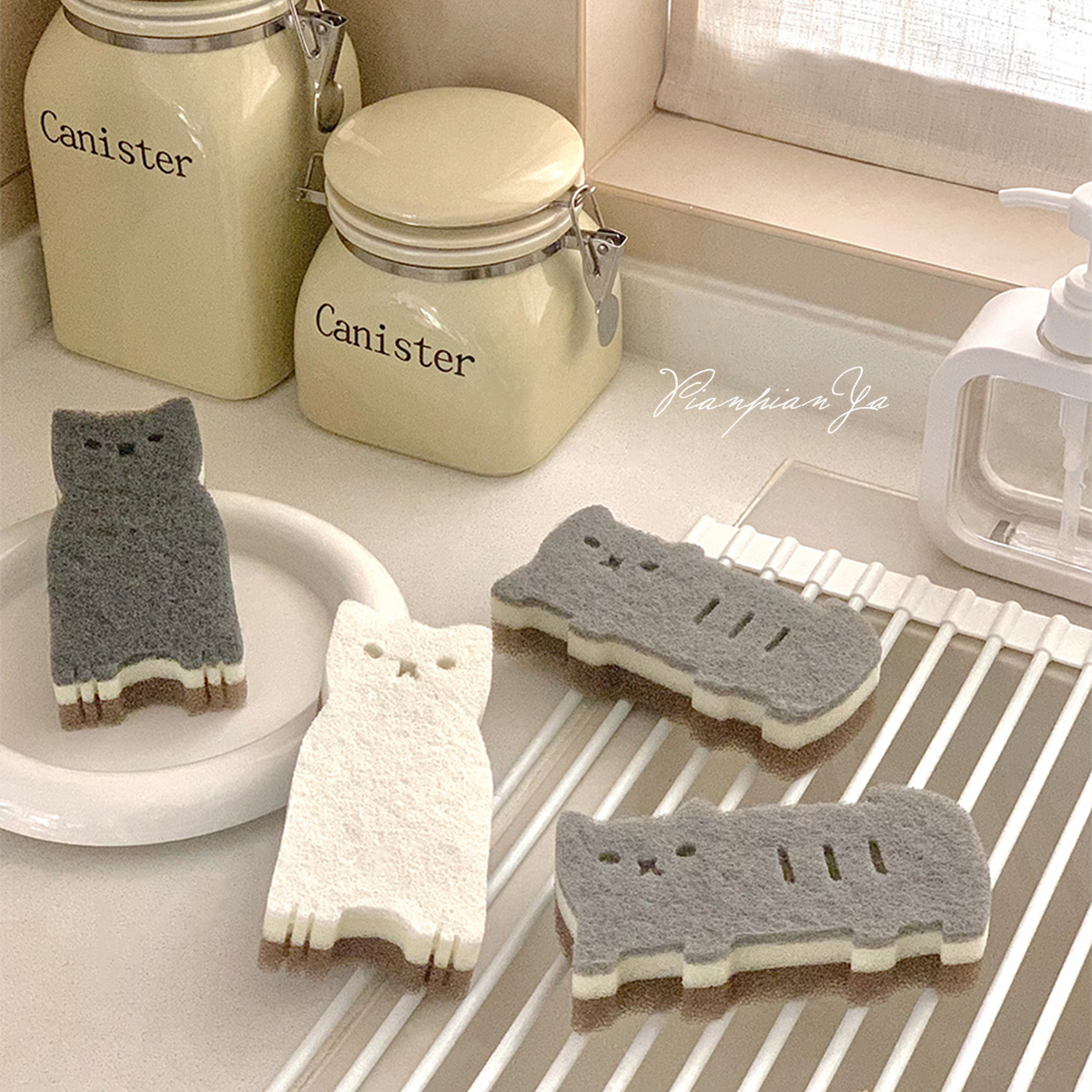 加厚可爱清洁小猫海绵擦