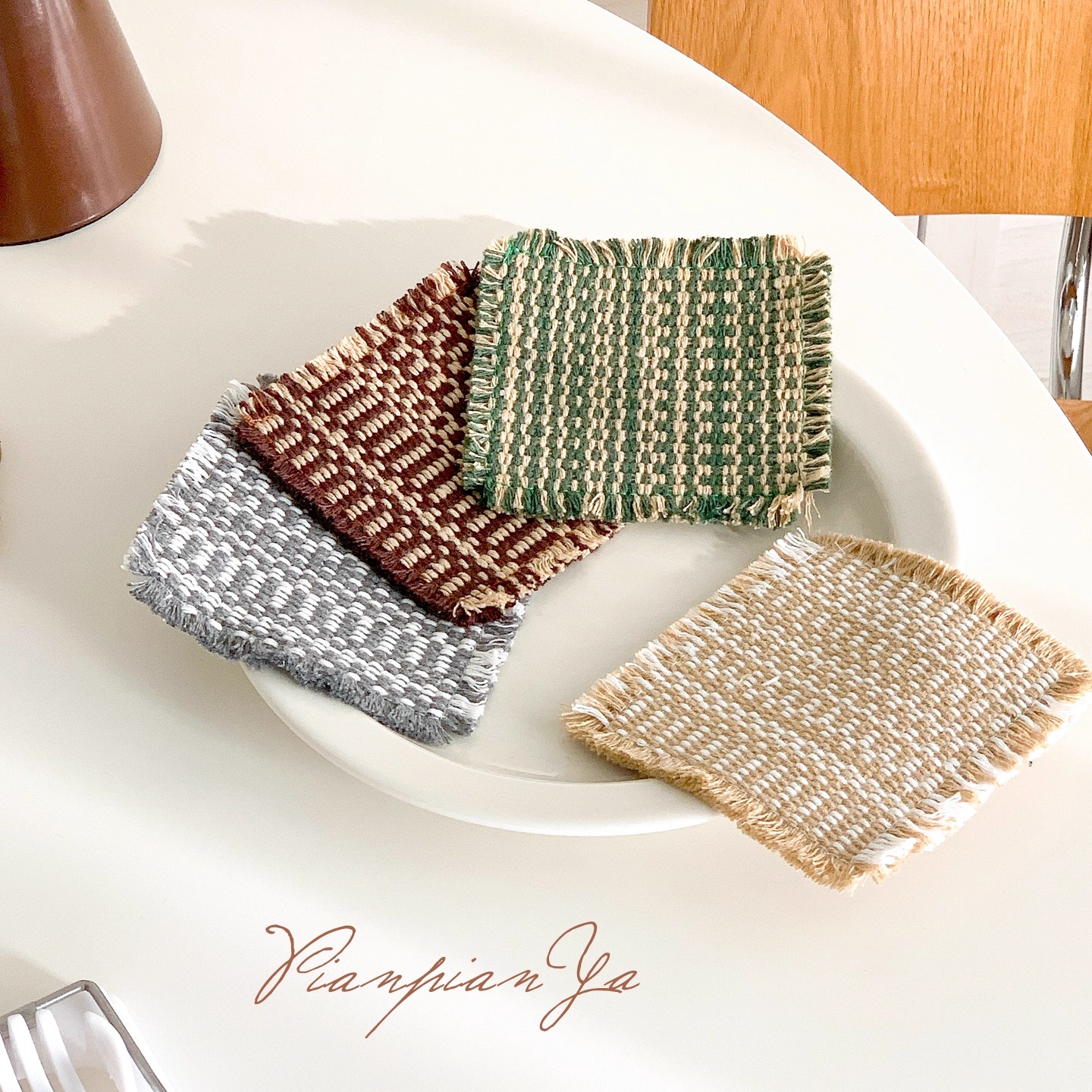 复古ins流苏编织杯垫家用高颜值餐桌隔热垫桌面防烫咖啡茶杯垫子