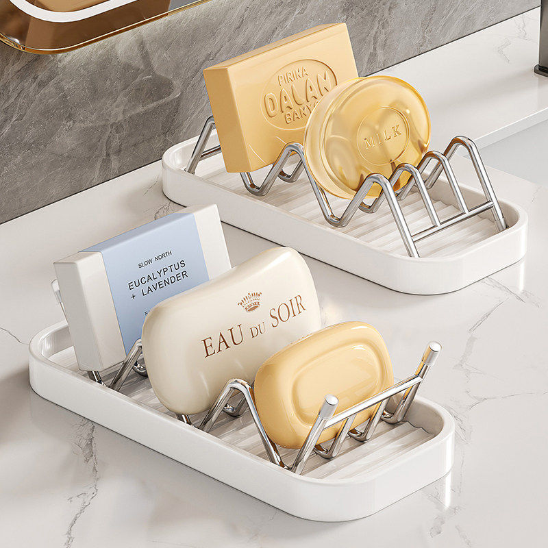 肥皂盒304不锈钢陶瓷皂碟创意w型家用卫生间沥水肥皂托香皂置物架