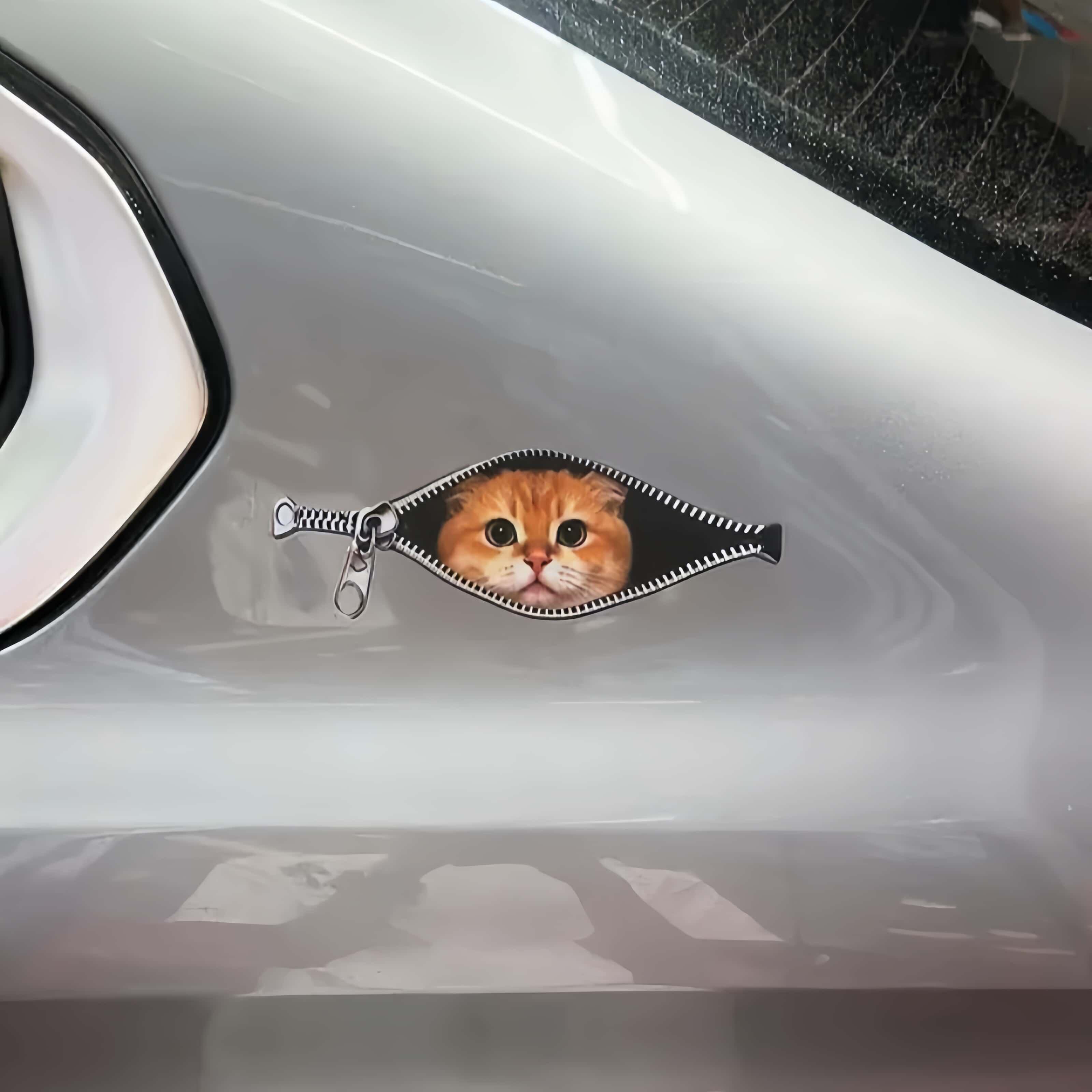 猫咪拉链电动车车贴防水防晒图片