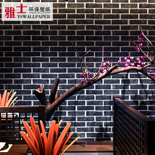 3D复古红砖青砖仿古砖头砖纹砖块墙纸非自粘店铺装修饭店壁纸仿砖