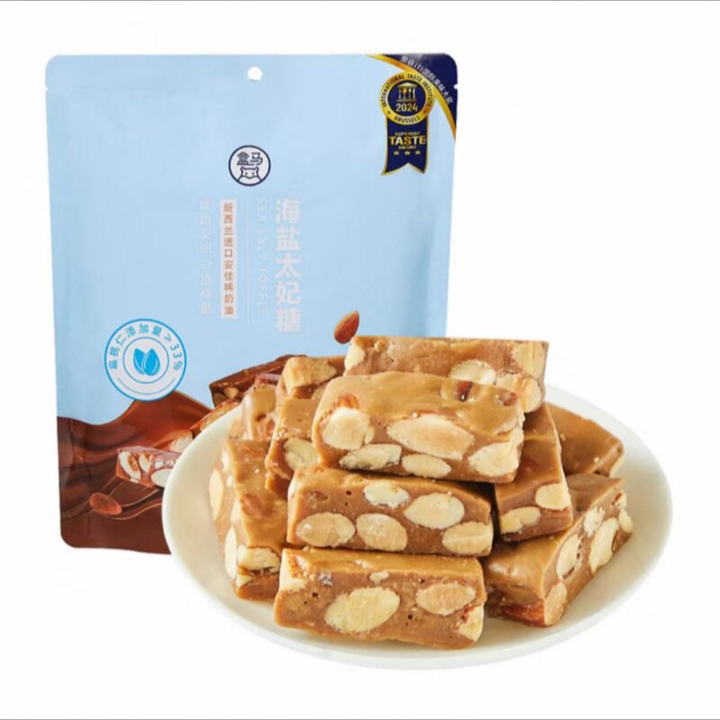 盒马代购MAX海盐扁桃仁太妃糖零食独立装480g酥脆口感杏仁糖果