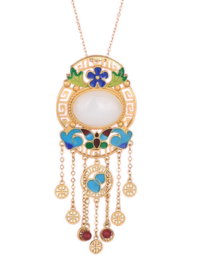 凤仪（饰品）古法镀金珐琅项链女