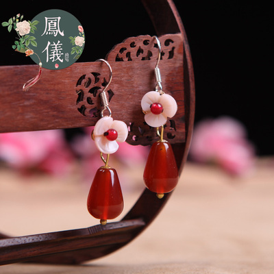 古风绿色花朵民族风女玛瑙中国风