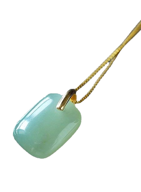 简约小巧玉石吊坠女款百搭镶嵌青玉挂坠气质文艺小清新款短款项链