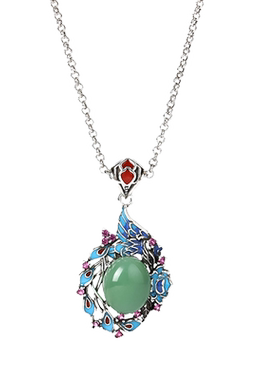 古风首饰珐琅彩凤凰于飞复古项链