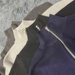 马吉拉同款高品质开衫拉链半高领毛衣男外套宽松休闲慵懒针织衫