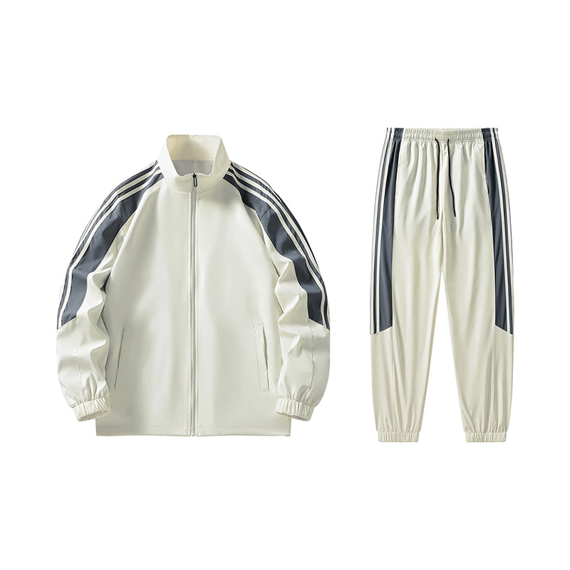 春秋美式运动服套装男休闲潮牌跑步外套情侣宽松夹克裤子两件套