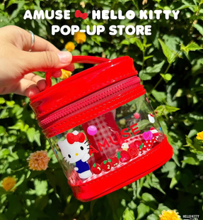 张元英同款▼韩国amuse联名hello Kitty便携彩妆包化妆包水桶