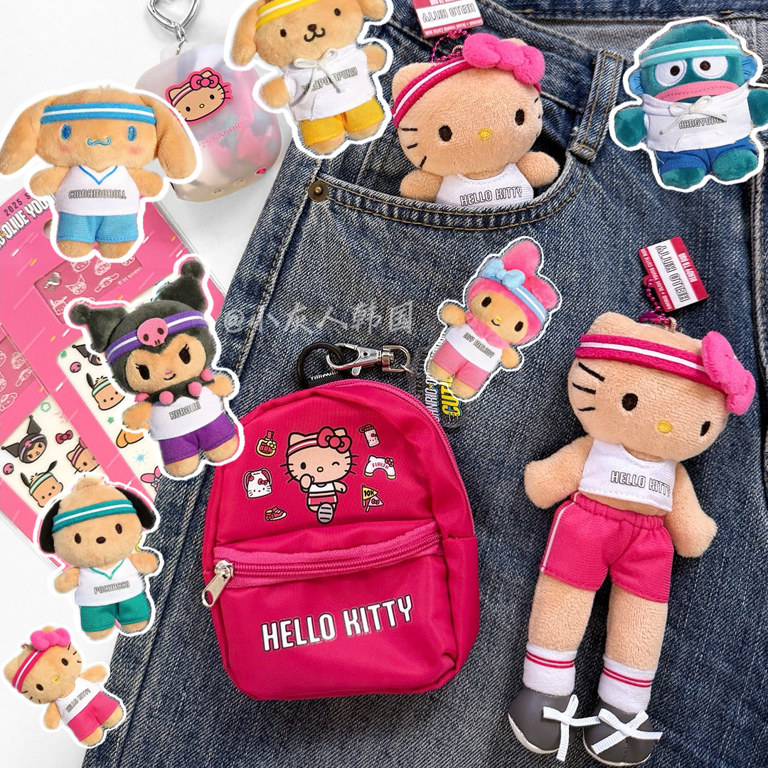 韩国olive young联名三丽鸥运动马拉松长腿hellokitty玉桂小书包