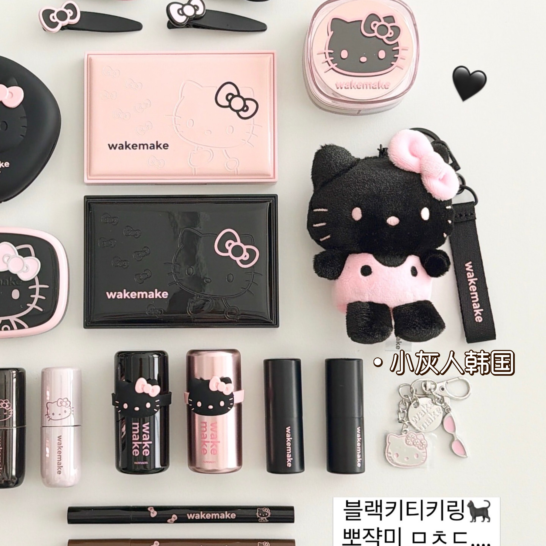 4月新▼wakemake限定黑hello kitty联名限眼影盘唇釉彩妆kitty
