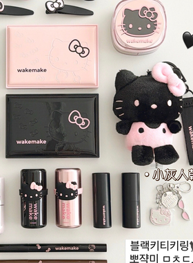 4月新▼wakemake限定黑hello kitty联名限眼影盘唇釉彩妆kitty