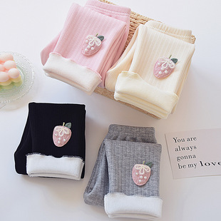 大童一体绒女宝宝棉裤 女童打底裤 秋冬加绒加厚外穿洋气儿童保暖裤