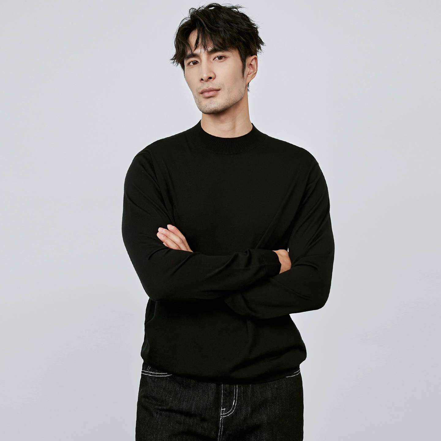 男士半高领长袖t恤内搭中领