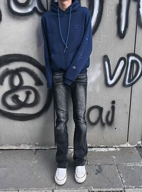 猫须纹517美式复古vibe微喇弹力牛仔裤男修身cleanfit显瘦直筒裤