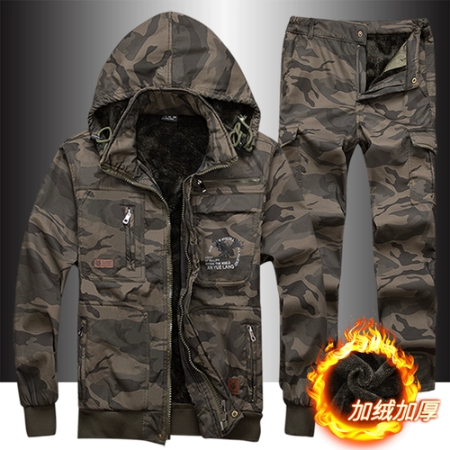 Мужской демисезонный утепленный камуфляжный зимний износостойкий комбинезон для работы, рабочая одежда