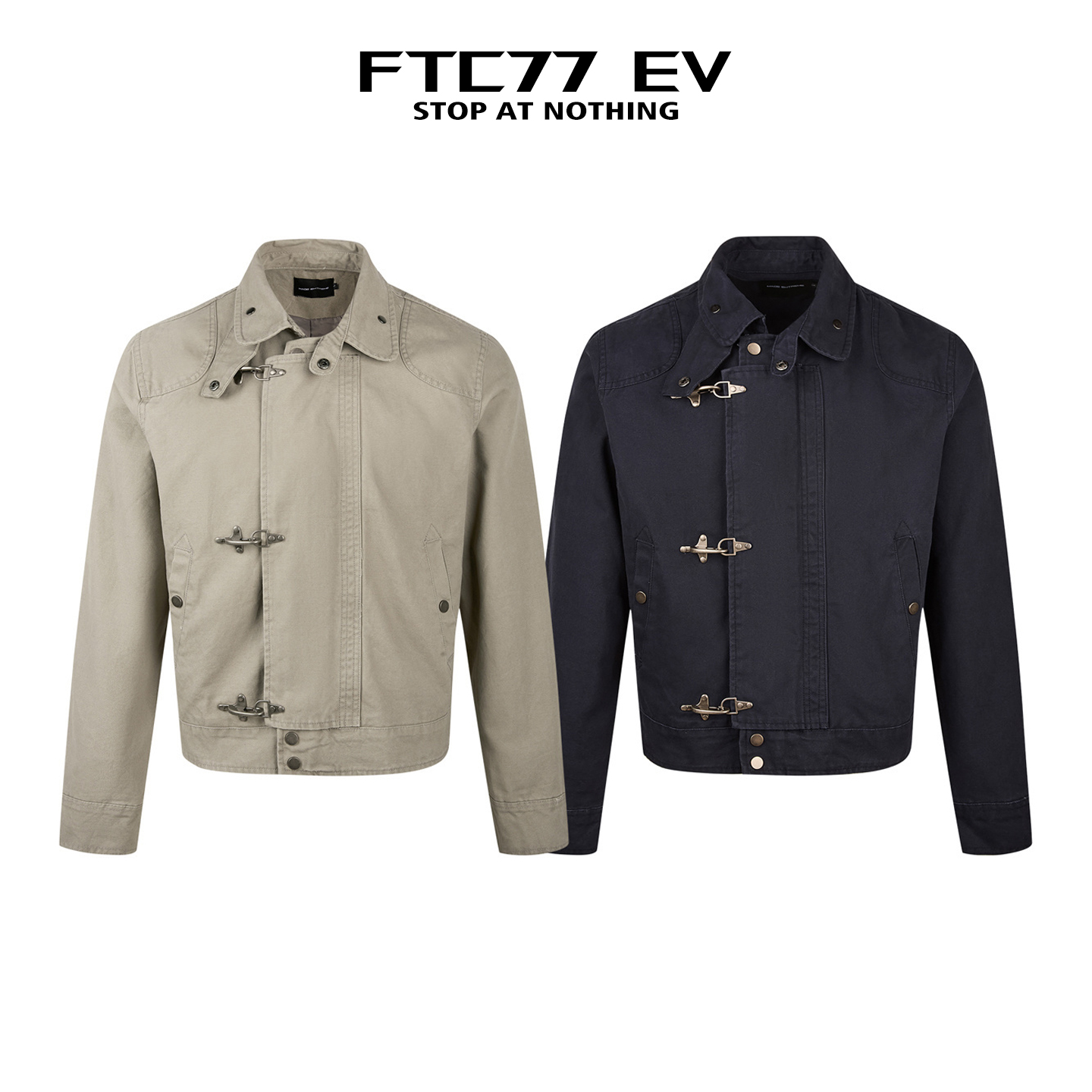 摩登街头复古做旧飞机扣工装外套