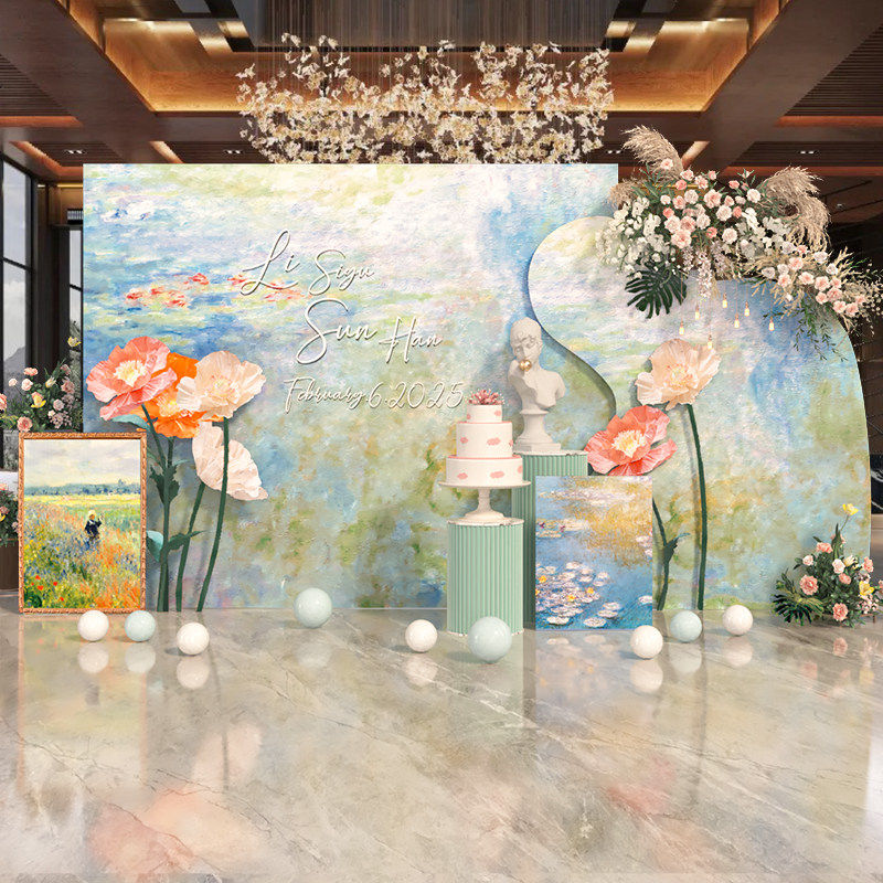 莫奈花园订婚布置装饰油画风婚礼定亲宴背景墙定制kt板高级感小众,节庆用品/礼品,装扮布置套餐,淘宝优惠券,粉丝福利购,淘宝优惠卷