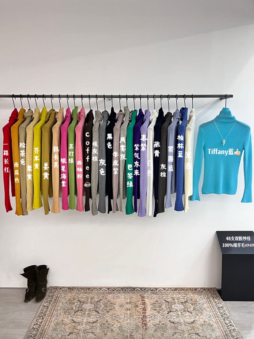 Duvegan 2025冬季新款100羊毛针织打底衫高领堆堆领内搭薄款超弹