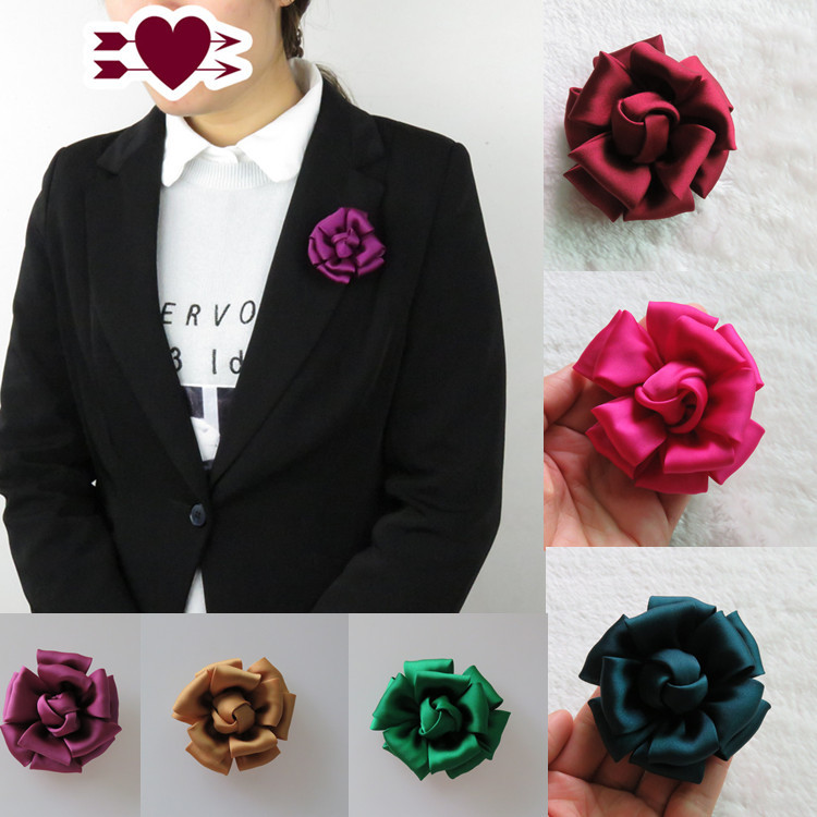 韩版饰品手工绸缎胸针布艺花朵