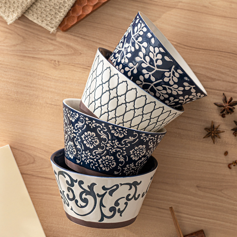 2025新款大碗餐具日式面碗家用轻奢陶瓷高脚斗笠碗别致饭碗汤碗