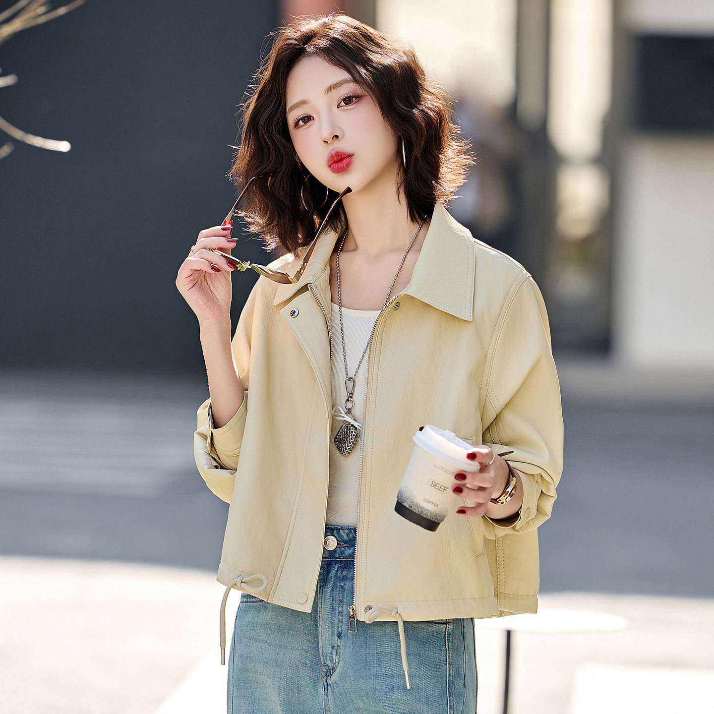 韩系皮衣女2026春季新款女装短款时尚百搭小个子PU皮夹克上衣,女装/女士精品,常规大码外套,淘宝优惠券,粉丝福利购,淘宝优惠卷