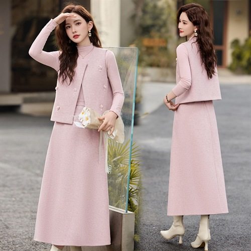 小香风套装三件套洋气2026春季韩系甜美钉珠刺绣马甲打底半身裙,女装/女士精品,时尚套装,淘宝优惠券,粉丝福利购,淘宝优惠卷