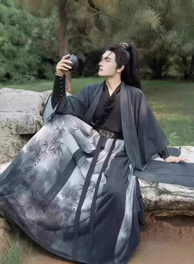 新款宋制褙子侠气汉服武侠霸气情侣古装成人日常超仙国风汉服套装
