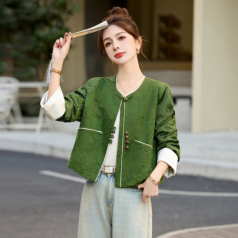 现货新中式国风提花外套女2025春秋季新款女装洋气上衣 C8766