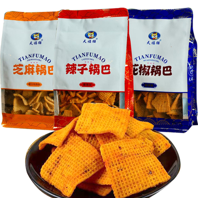 天福猫辣子锅巴爆辣芝麻锅巴花椒锅巴大片麻辣锅巴陕西特产150克