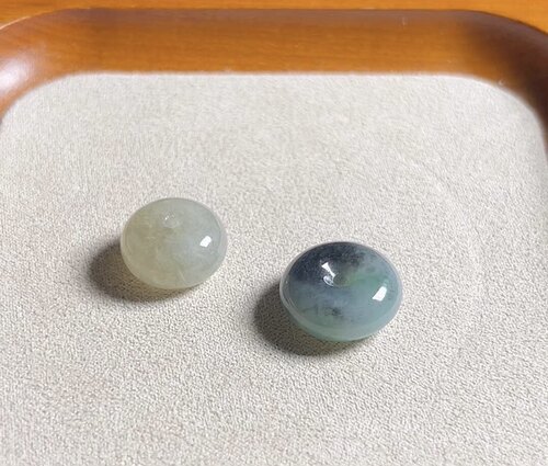 f392翡翠2个扣子14-5/12-6mm默认瑕疵无鉴赏