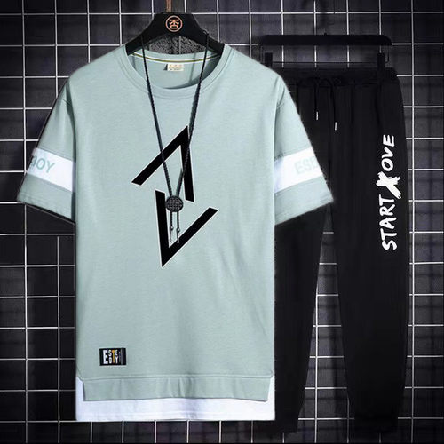 休闲套装男2022新款夏季冰丝薄款