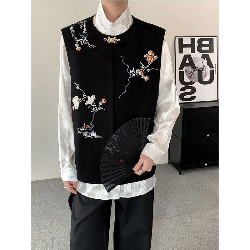 新中式重工刺绣马甲男装国潮中国风情侣装拍结婚登记照订婚衣服