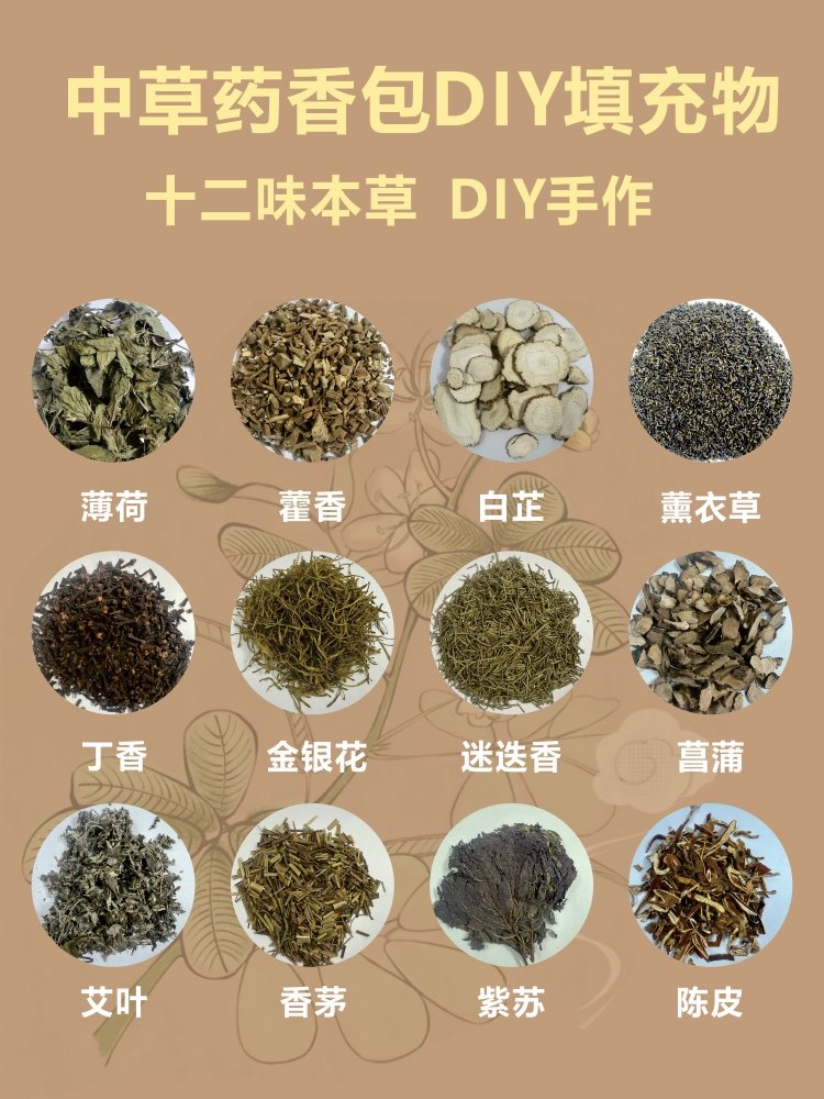 香包香囊填充中草药艾叶薄荷叶白芷陈皮石菖蒲金银花紫苏,居家日用,香包/香囊,淘宝优惠券,粉丝福利购,淘宝优惠卷