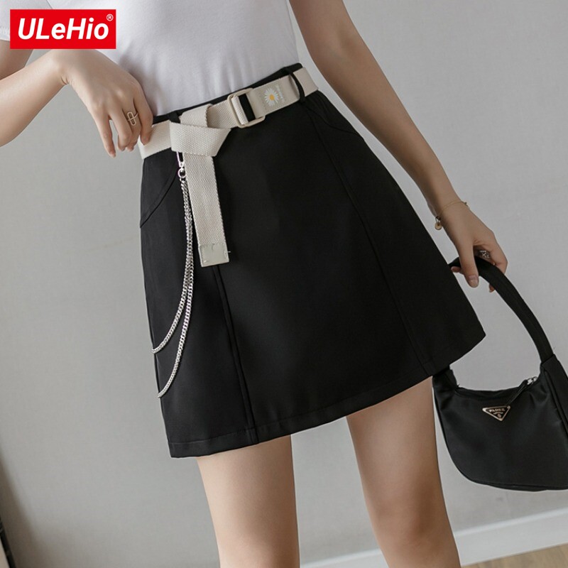 半身裙女夏鏈子帶腰帶設計短裙2020新款高腰顯瘦不規則學院風A裙在類目 女裝/女士精品, 半身裙中 - 來自Buy2taobao.com提供專業的淘寶代購服務