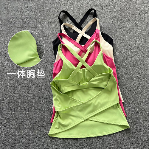 瑜伽服镂空交叉性感防震运动背心
