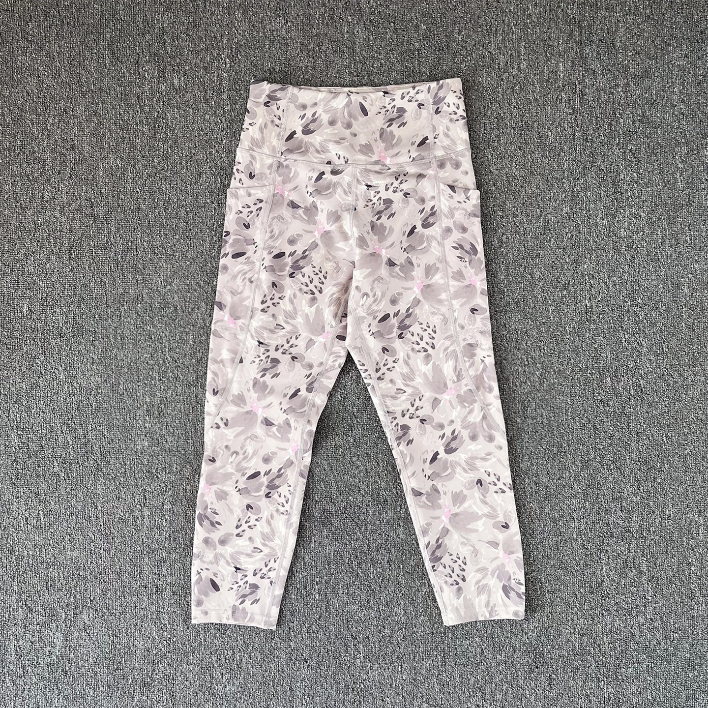 新款外单春夏秋花色速干弹力透气户外跑步健身运动瑜伽七分八分裤