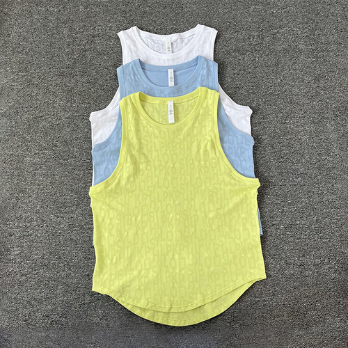 工字运动背心女夏季轻簿印花宽松瑜伽服罩衫跑步马拉松无袖上衣