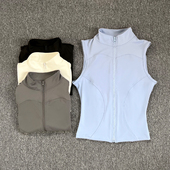 修身 速干弹力紧身立领修身 显瘦拉链健身瑜伽服上衣 女夏季 运动无袖