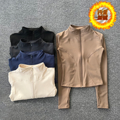 拉链保暖上衣 立领薄绒运动外套长袖 加绒瑜伽服女秋冬2026新款 修身