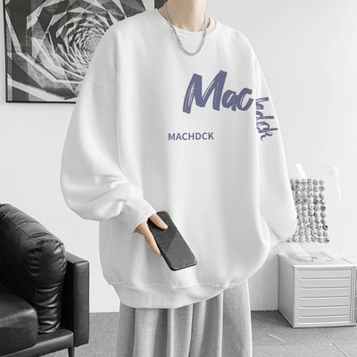 600G重磅纯棉卫衣男冬季宽松圆领打底衫字母潮牌休闲外套情侣潮流