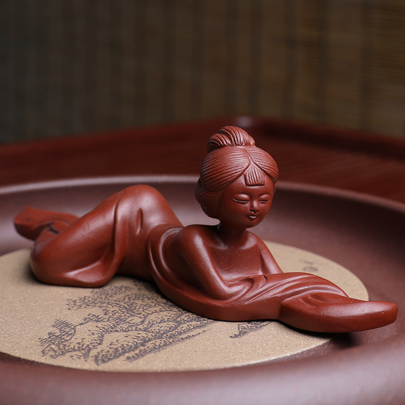 小懒匠赵永辉手工紫砂茶宠美女出浴 宜兴精品功夫茶具茶玩可养