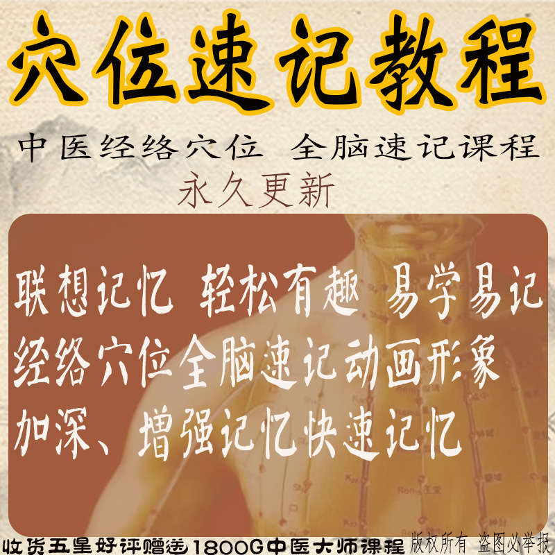中医穴位快速记忆教程全脑动画视频形象有趣易学易记中医经络课程